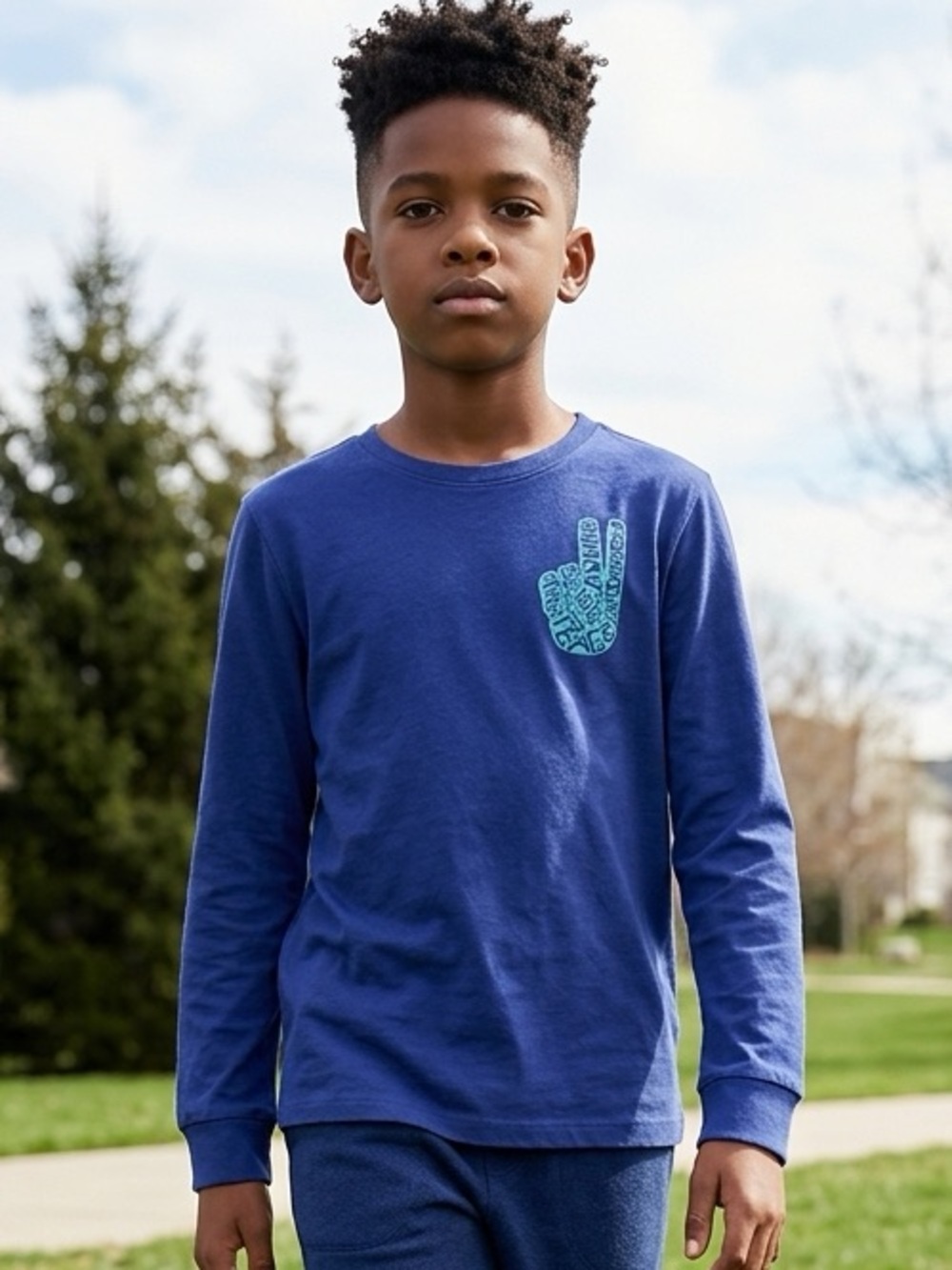 NWT - Kids Long Sleeve Black History Month Peace Hand - Size 5